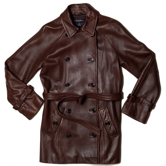 Brooks Brothers Jackets & Blazers - Brooks Brothers Leather Trench Coat In Brown